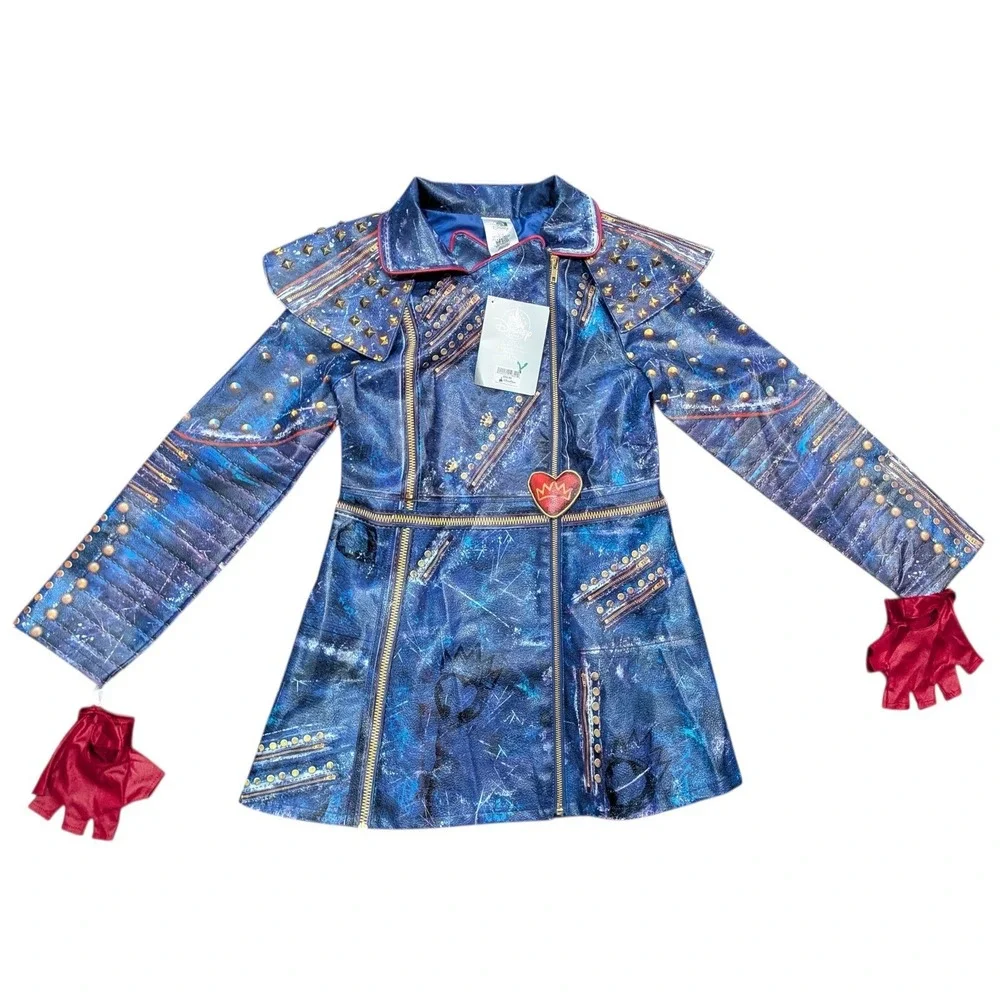 NWT Disney Descendants 2 Evie Faux‎ Leather Jacket 9-10 Girls Kids Halloween
